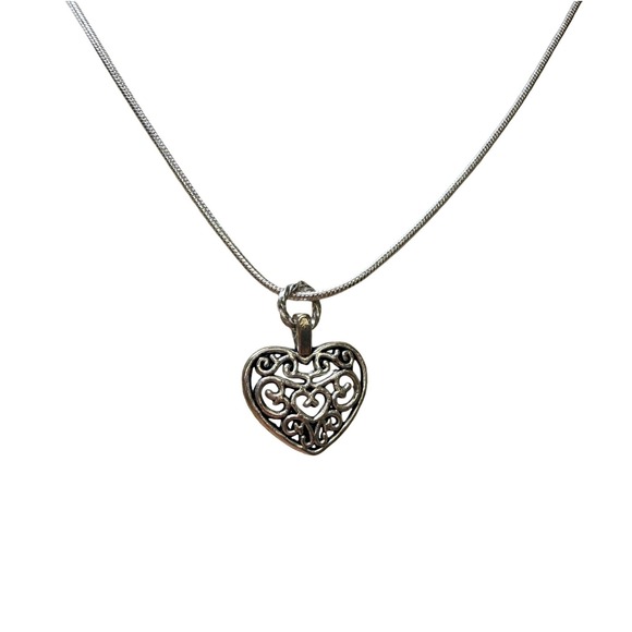 Jewelry - Boho Filigree Romantic Vintage 925 Sterling Silver Heart Necklace